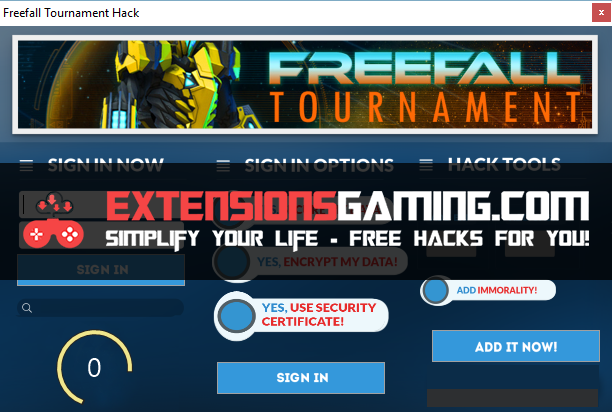 freefall tournament cheat codes